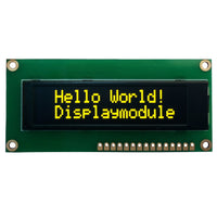 16x2 yellow character OLED display with MCU, SPI, and I2C interfaces